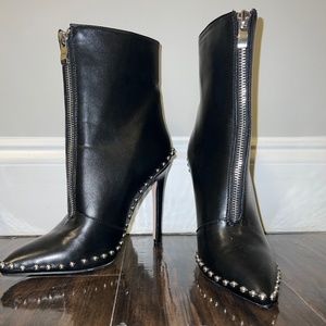 Faux leather ankle booties